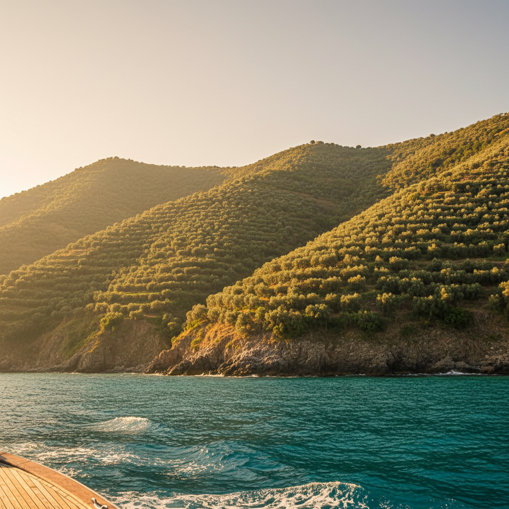 Italian olive grove estate at golden hour